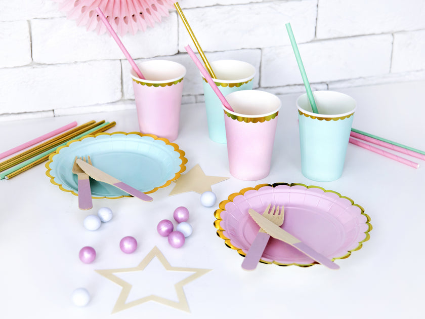 6 assiettes vertes menthe en carton - Yummy