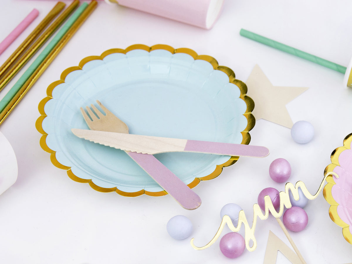 6 assiettes vertes menthe en carton - Yummy