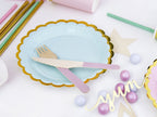 6 assiettes vertes menthe en carton - Yummy