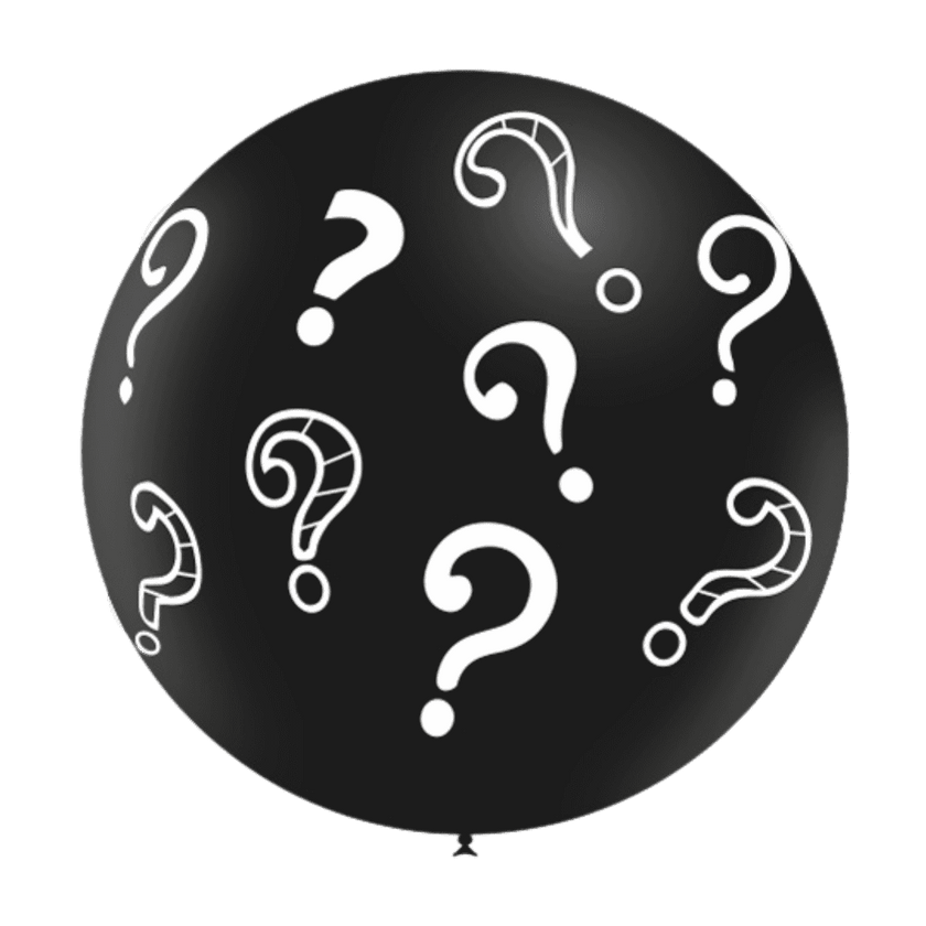 1 ballons 3' noir imprimé TAT point interrogation