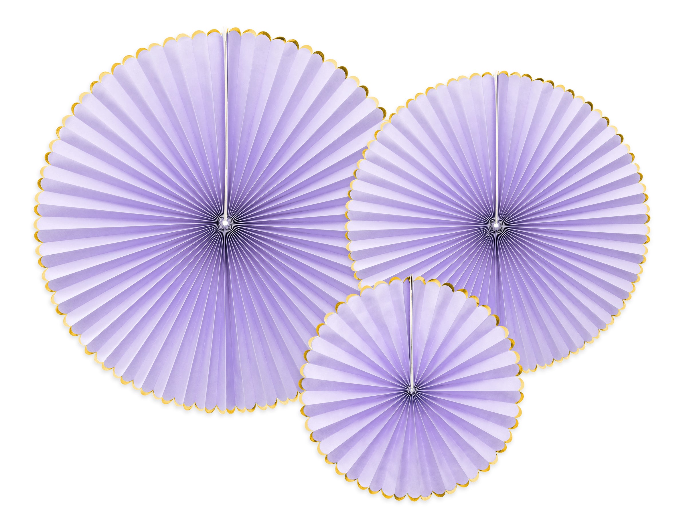 3 rosaces en papier lila avec bord doré - Yummy
