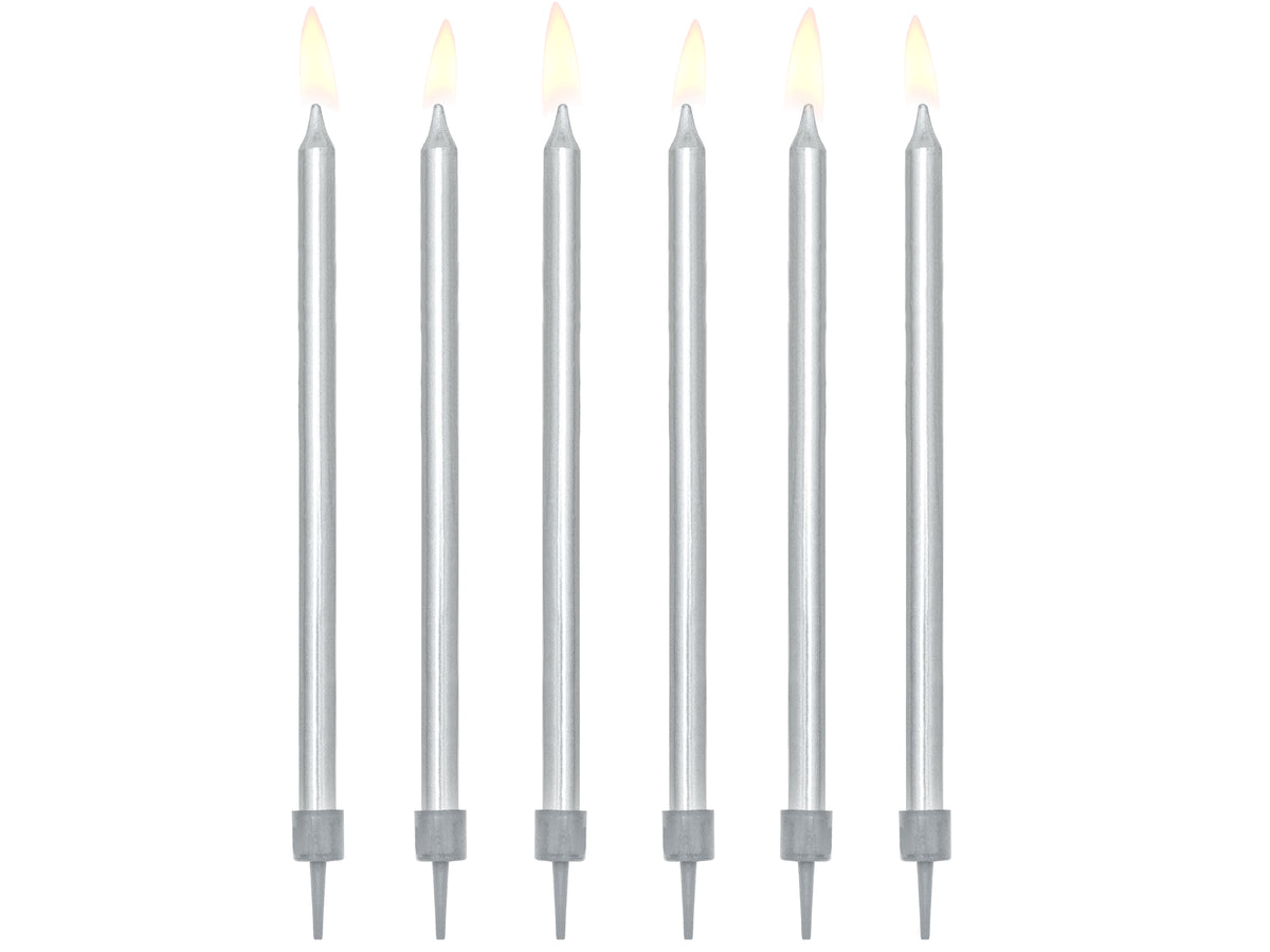 12 bougies d'anniversaire argentées de 12,5 cm