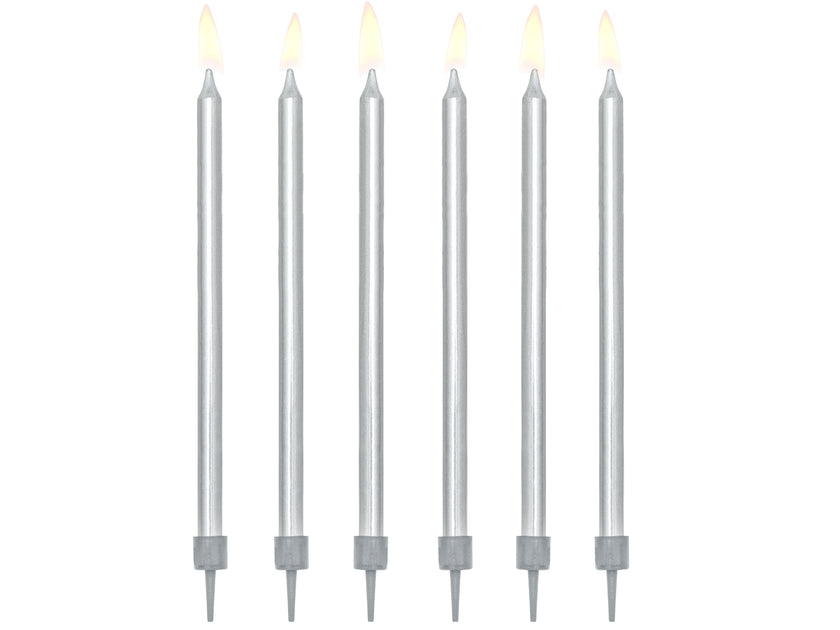 12 bougies d'anniversaire argentées de 12,5 cm