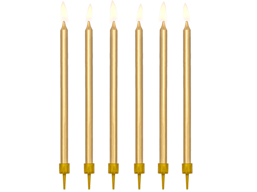 12 bougies d'anniversaire dorées de 12,5 cm