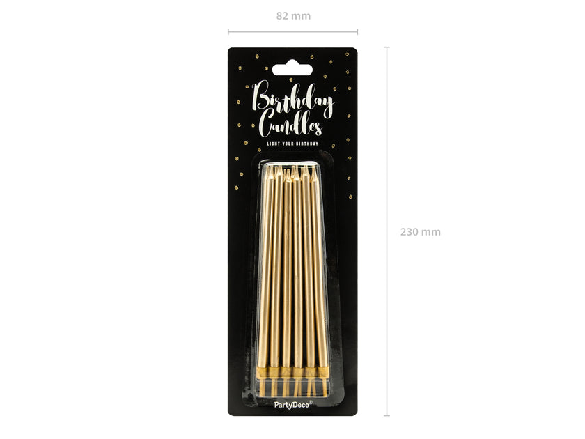 12 bougies d'anniversaire dorées de 12,5 cm