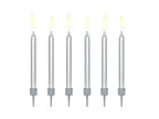 6 bougies d'anniversaire argentées de 6 cm