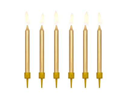 6 bougies d'anniversaire dorées de 6 cm