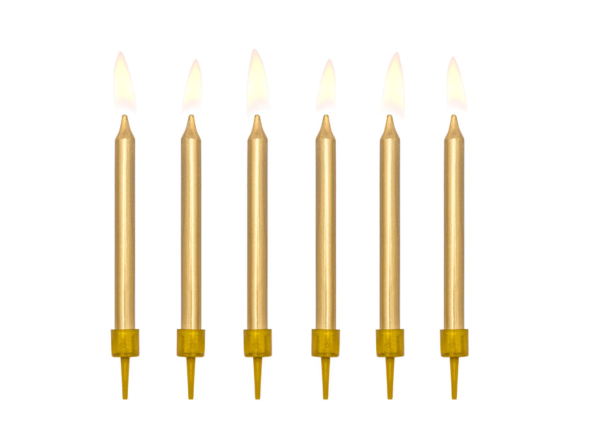 6 bougies d'anniversaire dorées de 6 cm