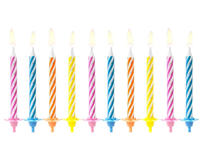 10 bougies classiques couleurs vives