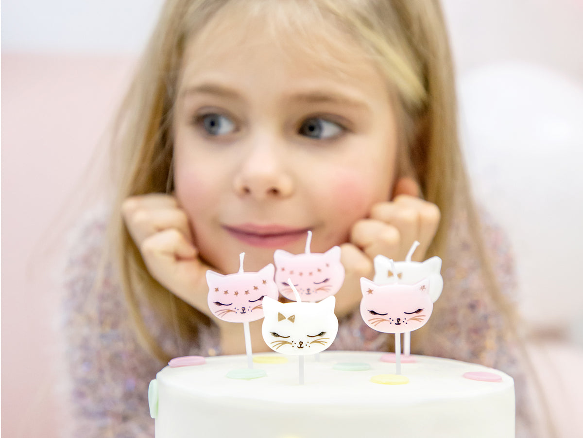 6 bougies d'anniversaire en forme de chat  - Meow Party