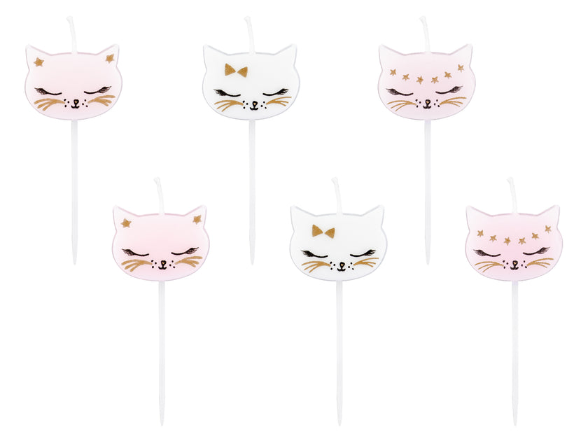 6 bougies d'anniversaire en forme de chat  - Meow Party