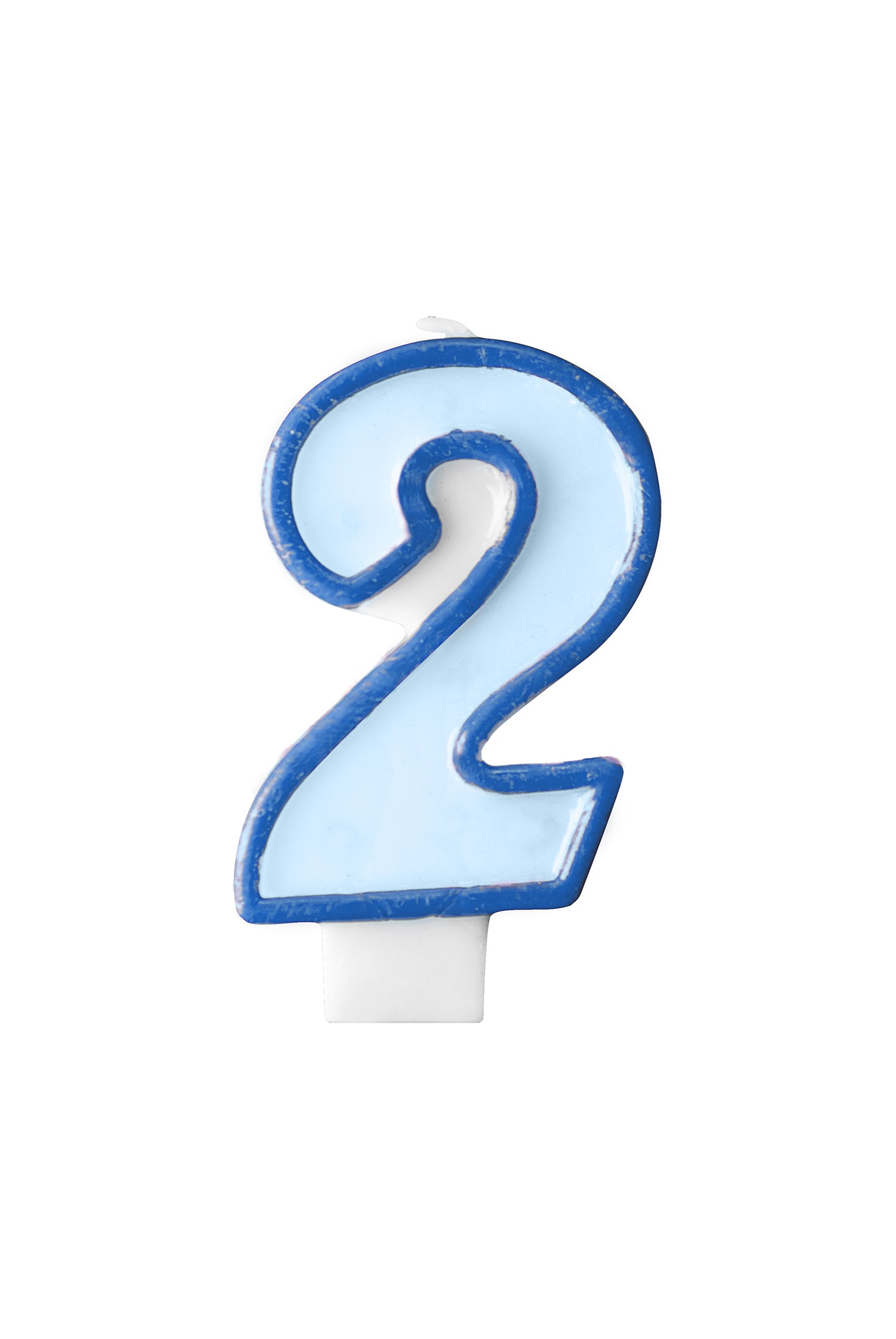 Bougie anniversaire bleu chiffre 2
