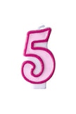 Bougie anniversaire rose chiffre 5