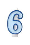 Bougie anniversaire bleu chiffre 6