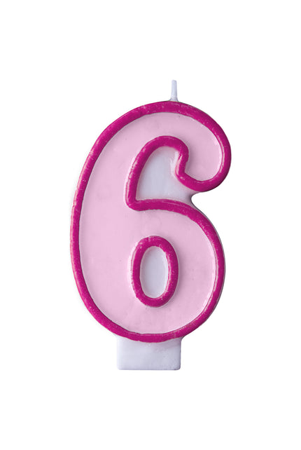 Bougie anniversaire rose chiffre 6