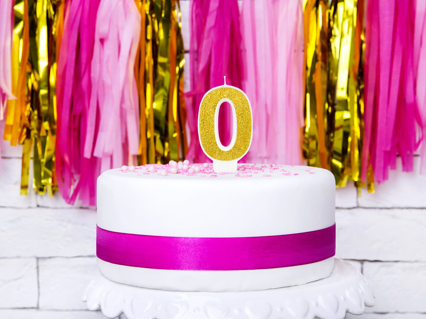 Bougie anniversaire dorée chiffre 0