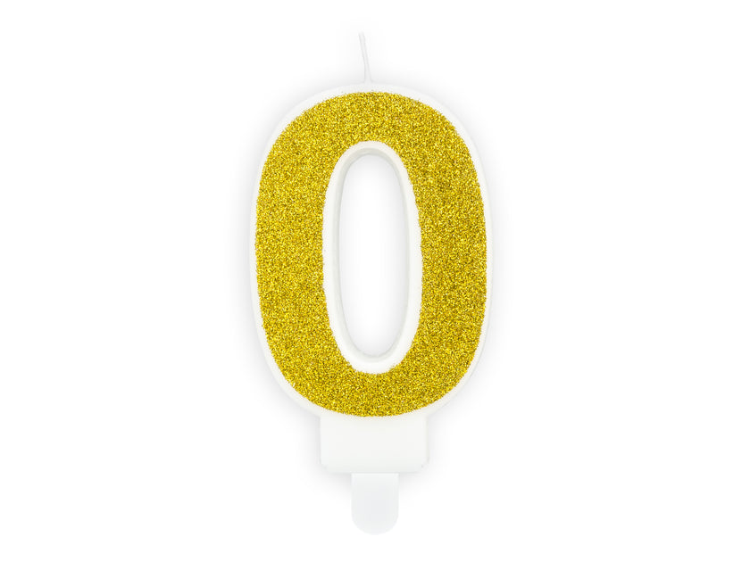 Bougie anniversaire dorée chiffre 0