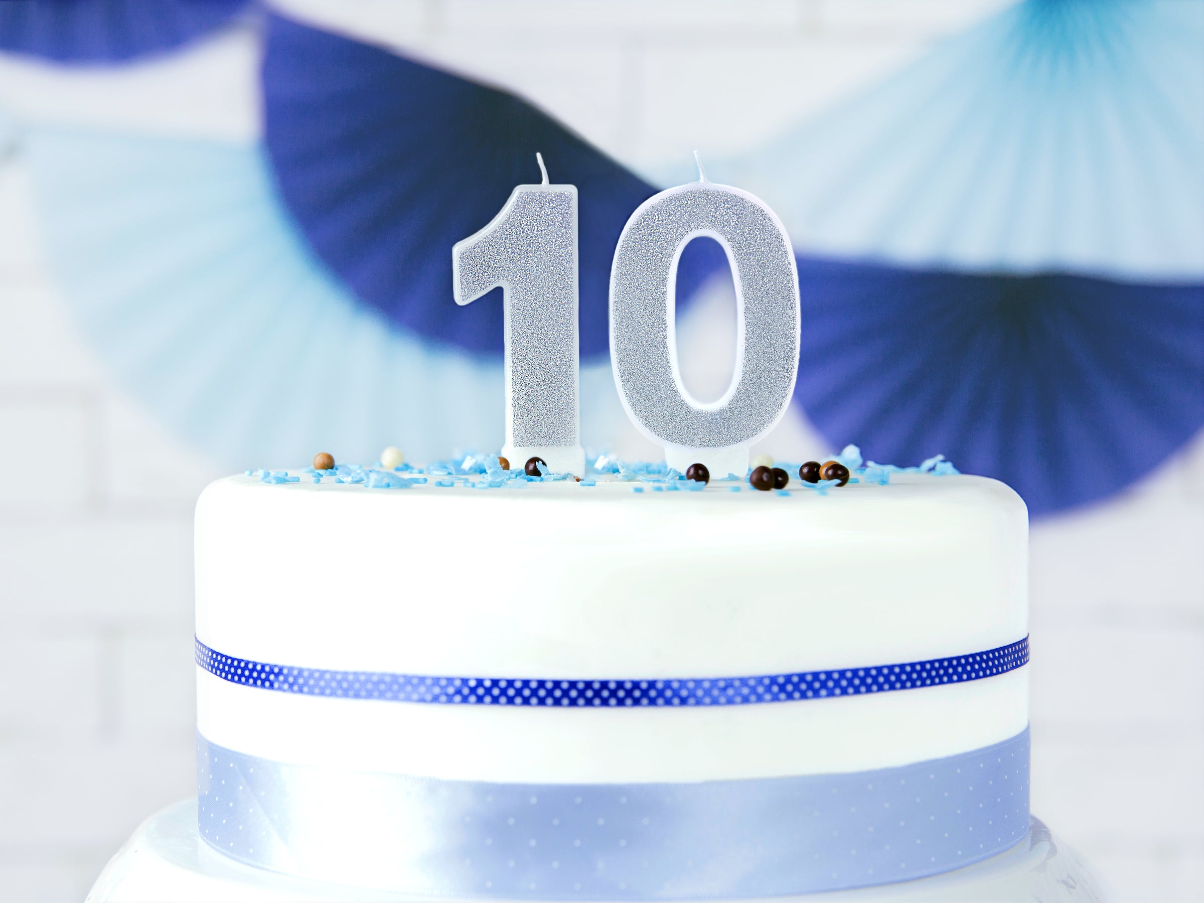 Bougie anniversaire argentée chiffre 1