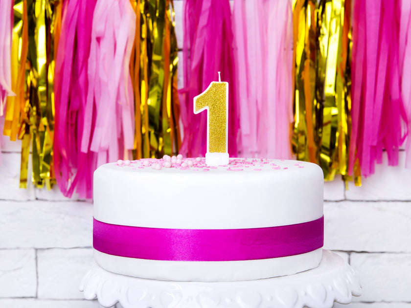 Bougie anniversaire dorée chiffre 1