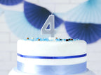 Bougie anniversaire argentée chiffre 4