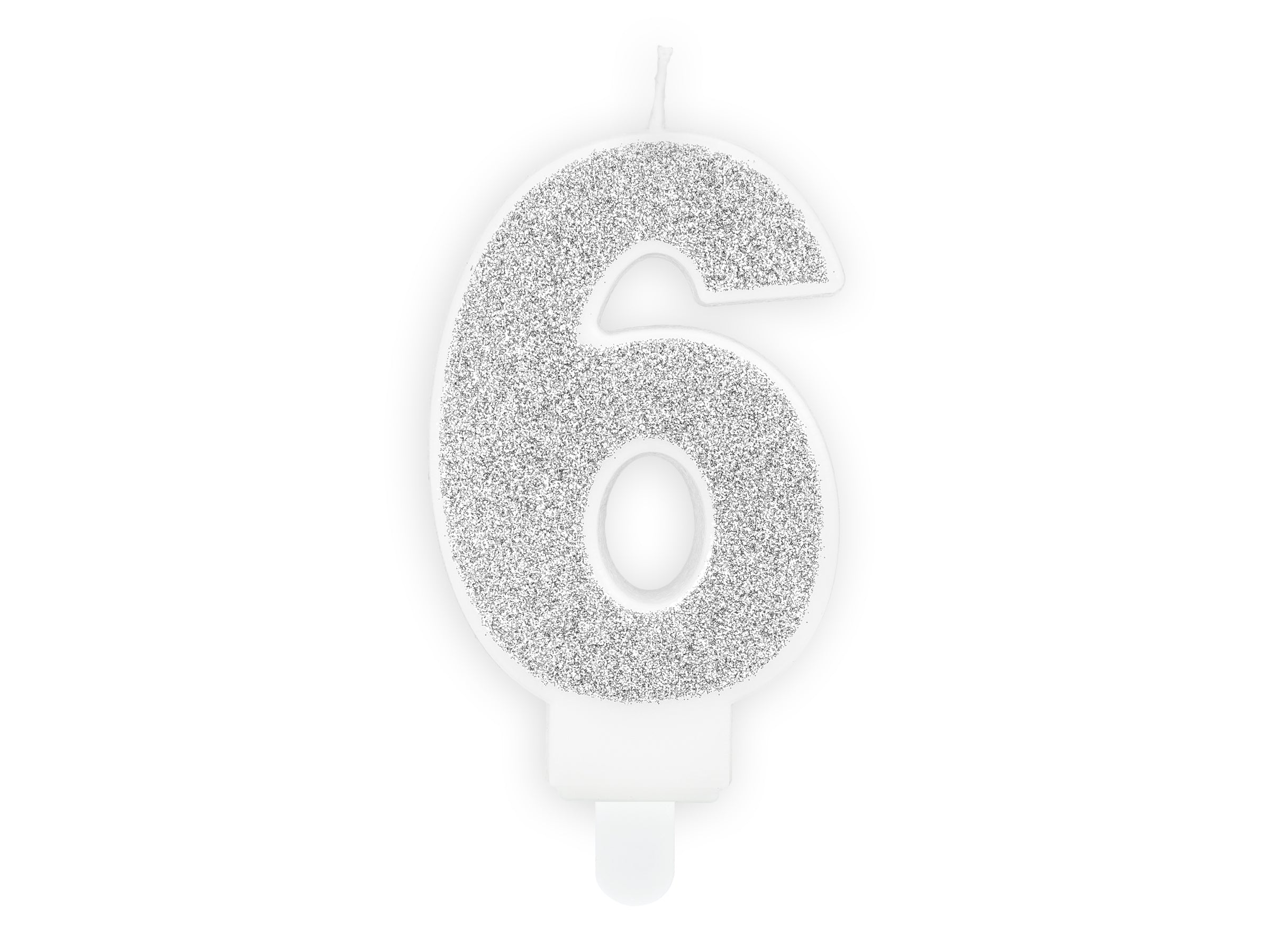 Bougie anniversaire argentée chiffre 6