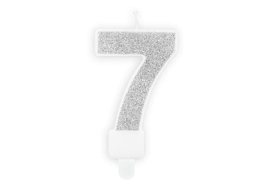 Bougie anniversaire argentée chiffre 7