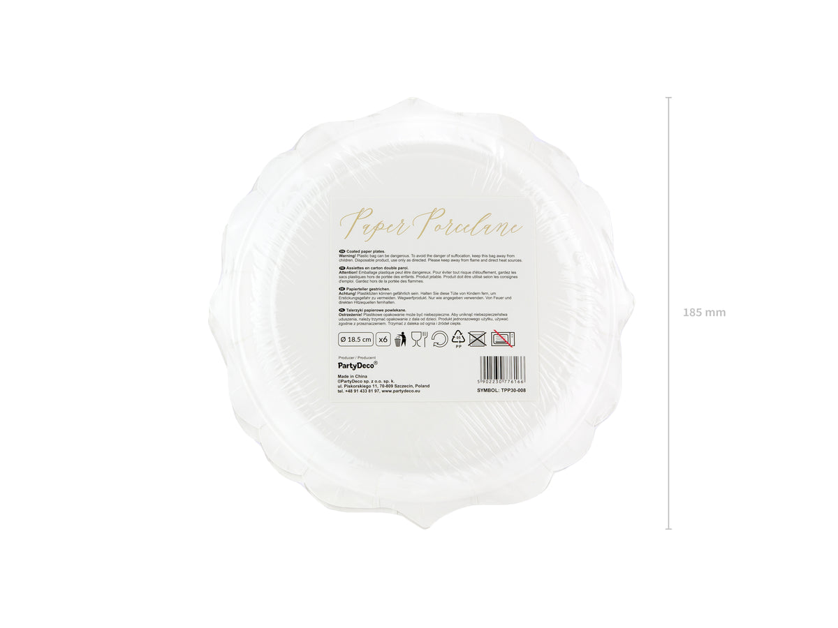 6 assiettes blanches bords dorés en carton - Wedding in rose colour