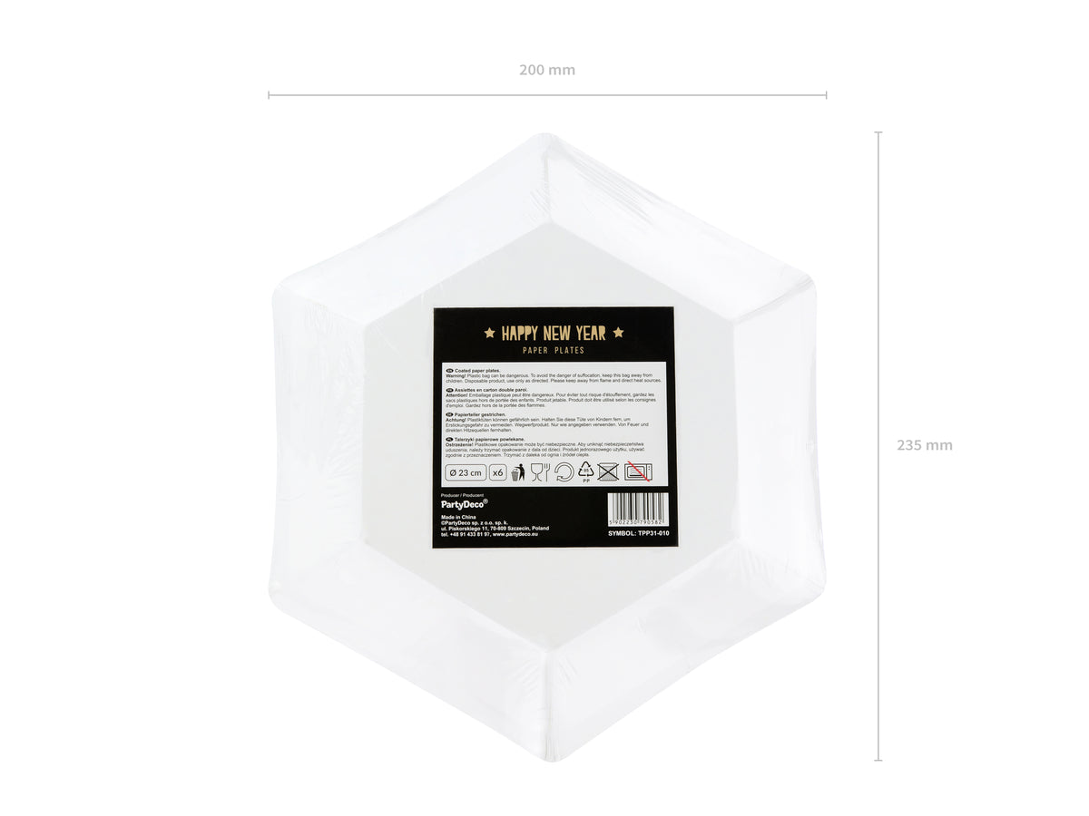 6 assiettes pentagonales noires bords dorés en carton - Gold 30th Birthday