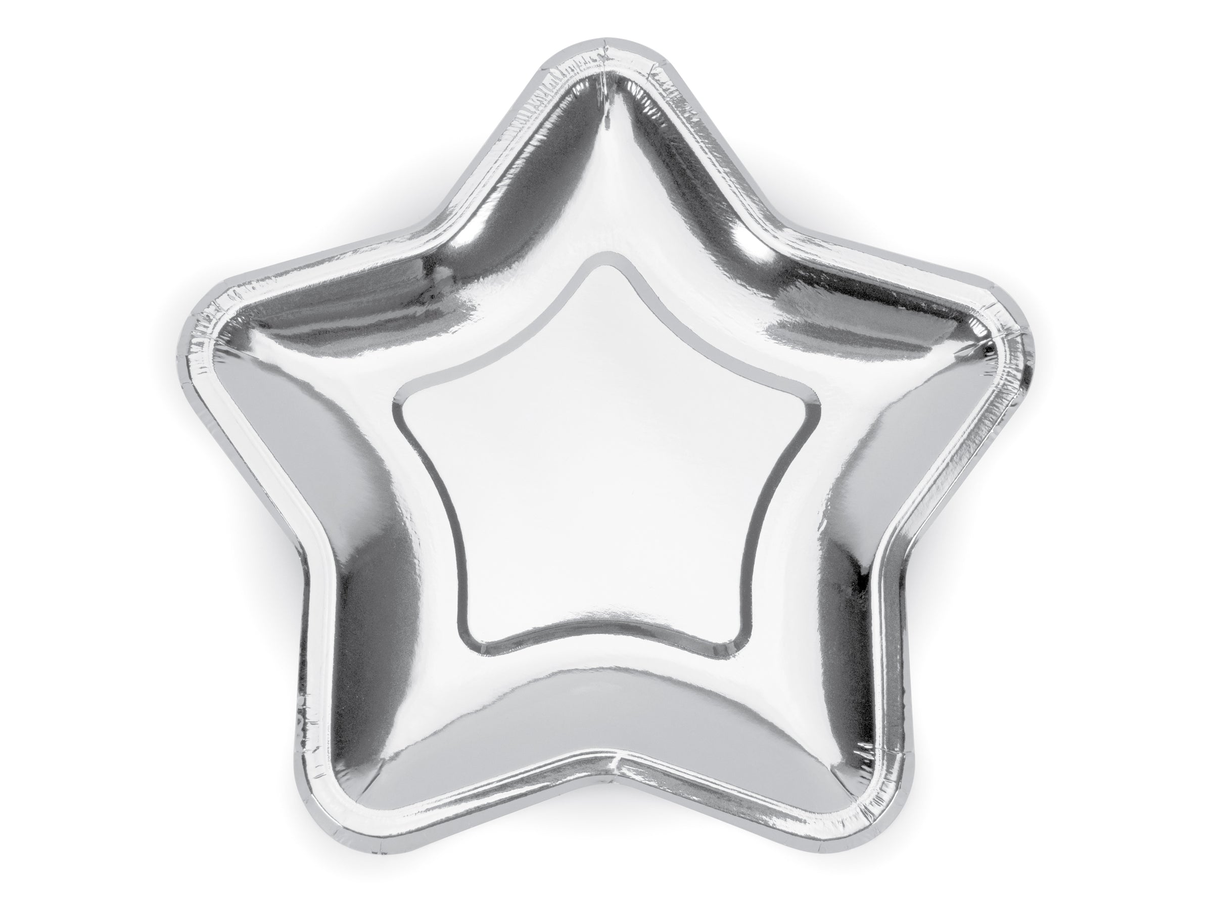 6 assiettes argentées en forme d'étoile en carton - Princess Party
