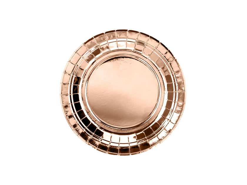 6 assiettes rose gold de 18 cm en carton - Vintage Birthday
