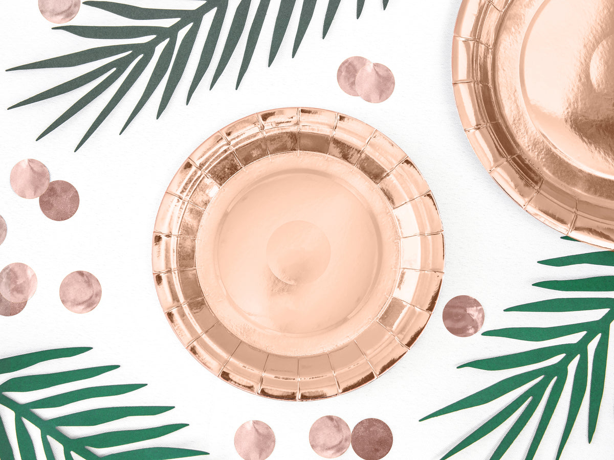 6 assiettes rose gold de 18 cm en carton - Vintage Birthday
