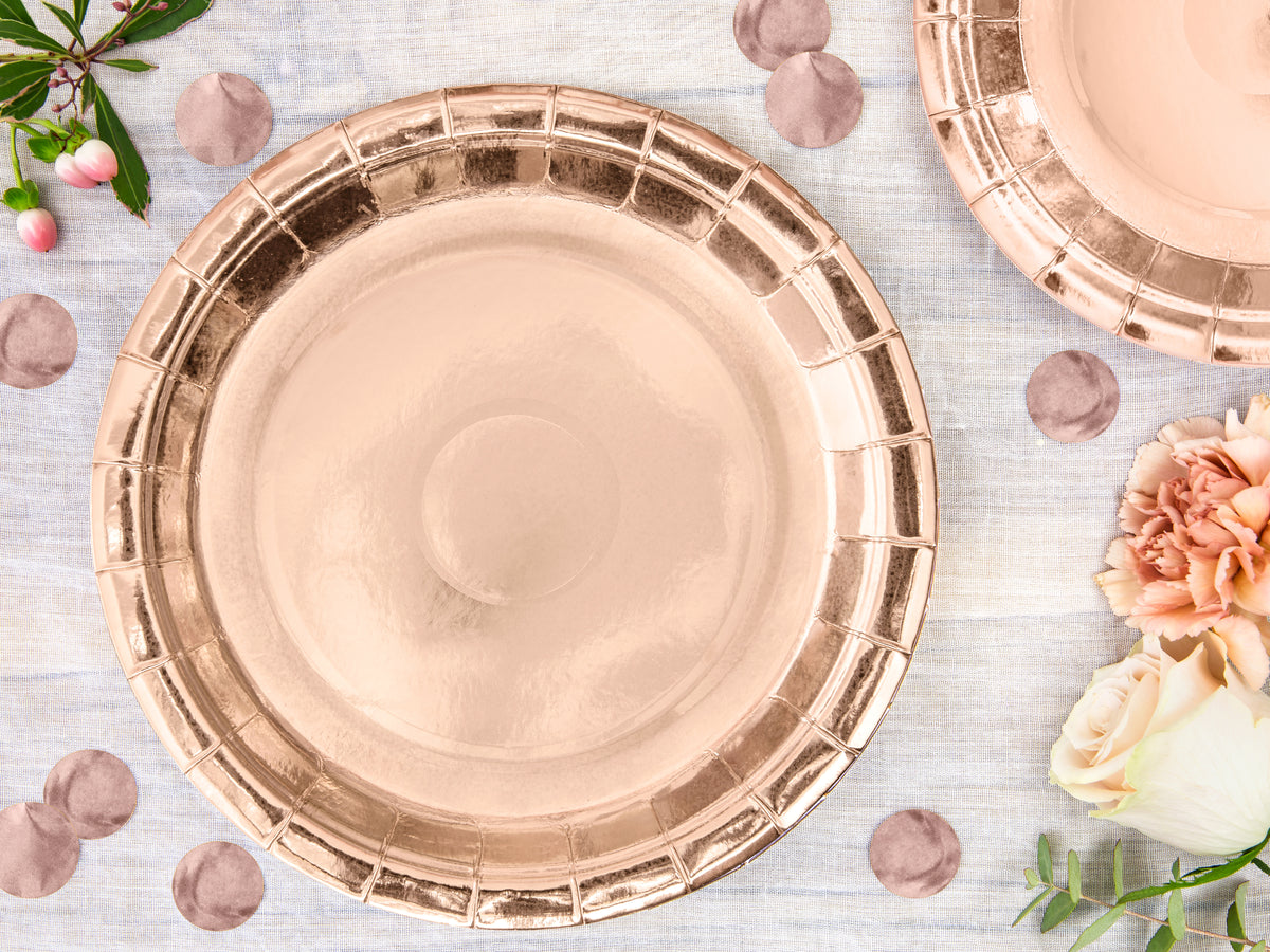 6 assiettes rose gold de 23 cm en carton - Vintage Birthday