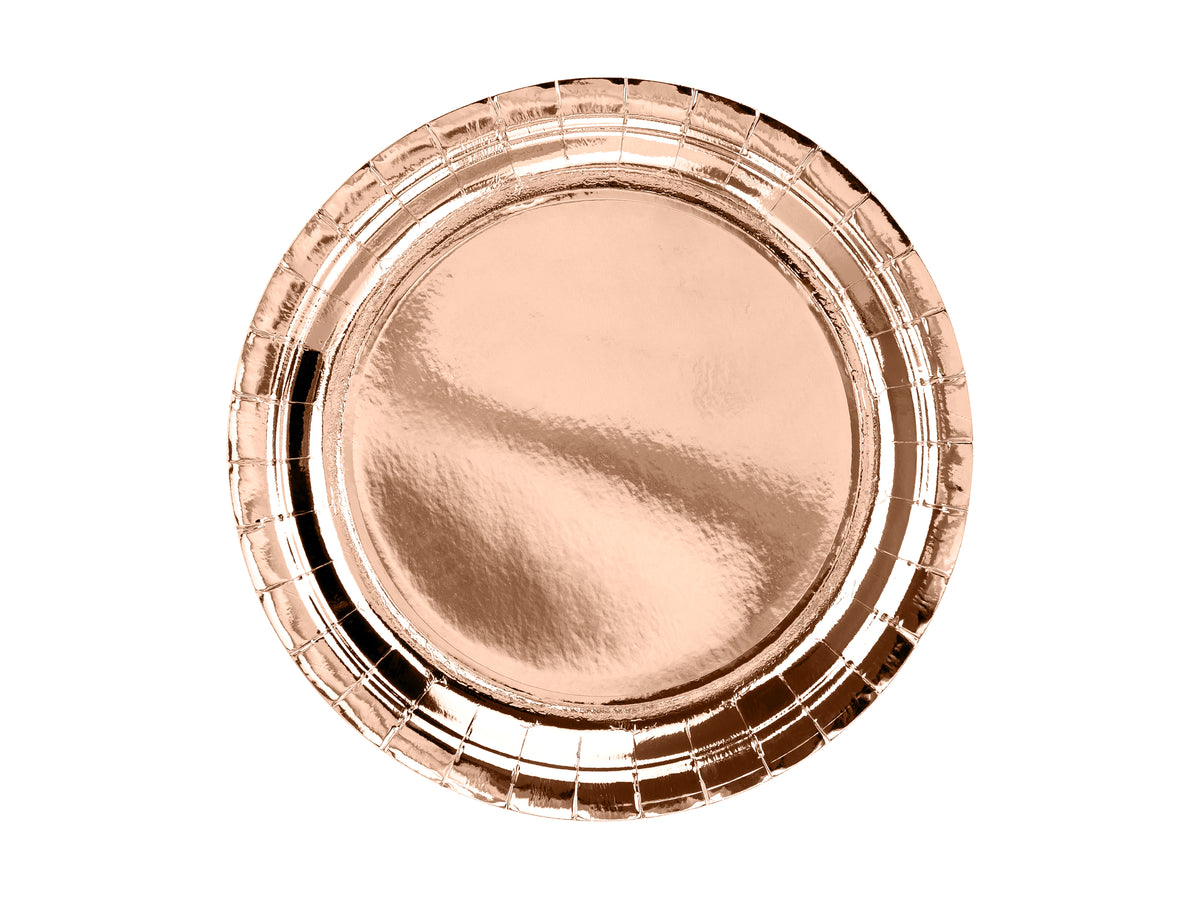 6 assiettes rose gold de 23 cm en carton - Vintage Birthday