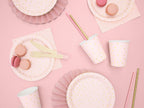 6 assiettes roses à pois dorés en carton - Polka Dots Collection