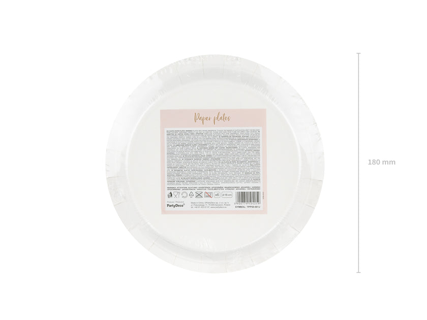 6 assiettes roses à pois dorés en carton - Polka Dots Collection