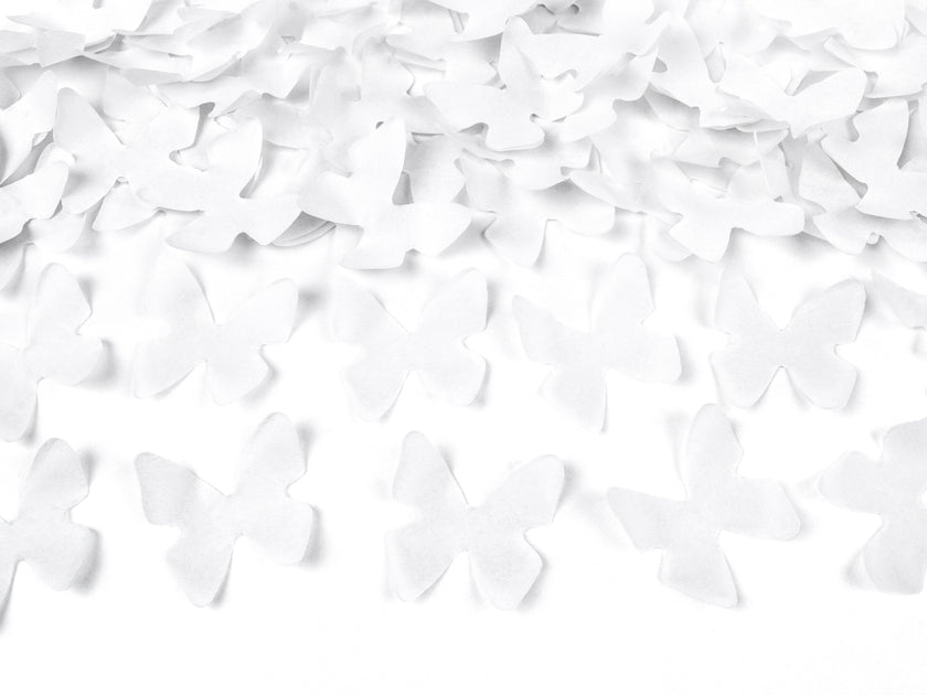 Canon à confettis papillons blancs de 80 cm