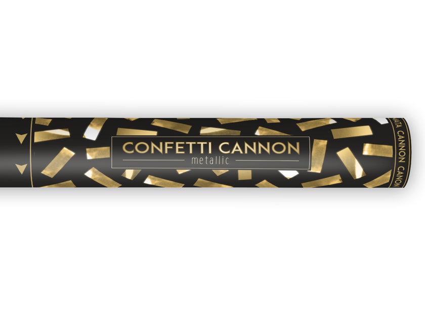 Canon à confettis rectangle doré de 40 cm