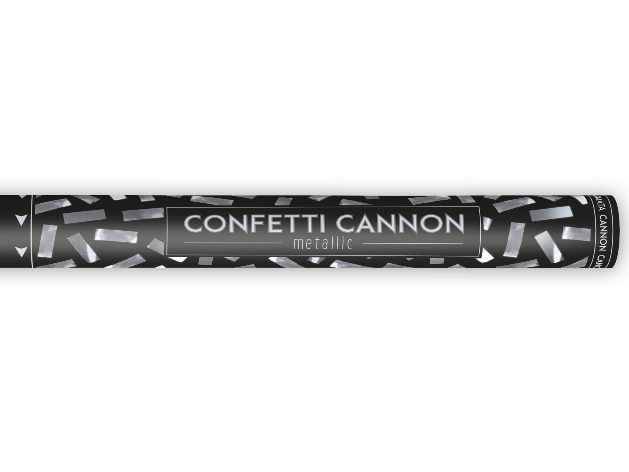 Canon à confettis rectangle argenté de 60 cm