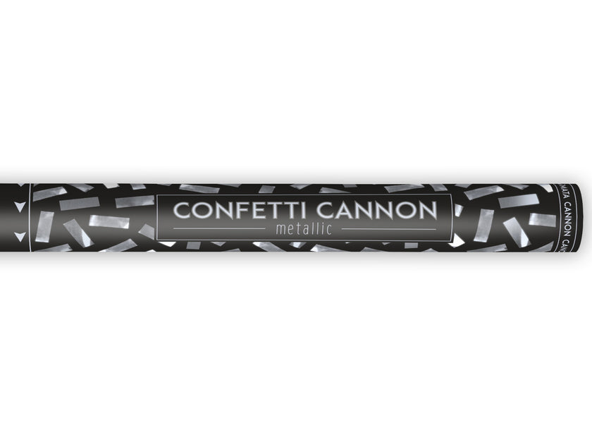 Canon à confettis rectangle argenté de 60 cm