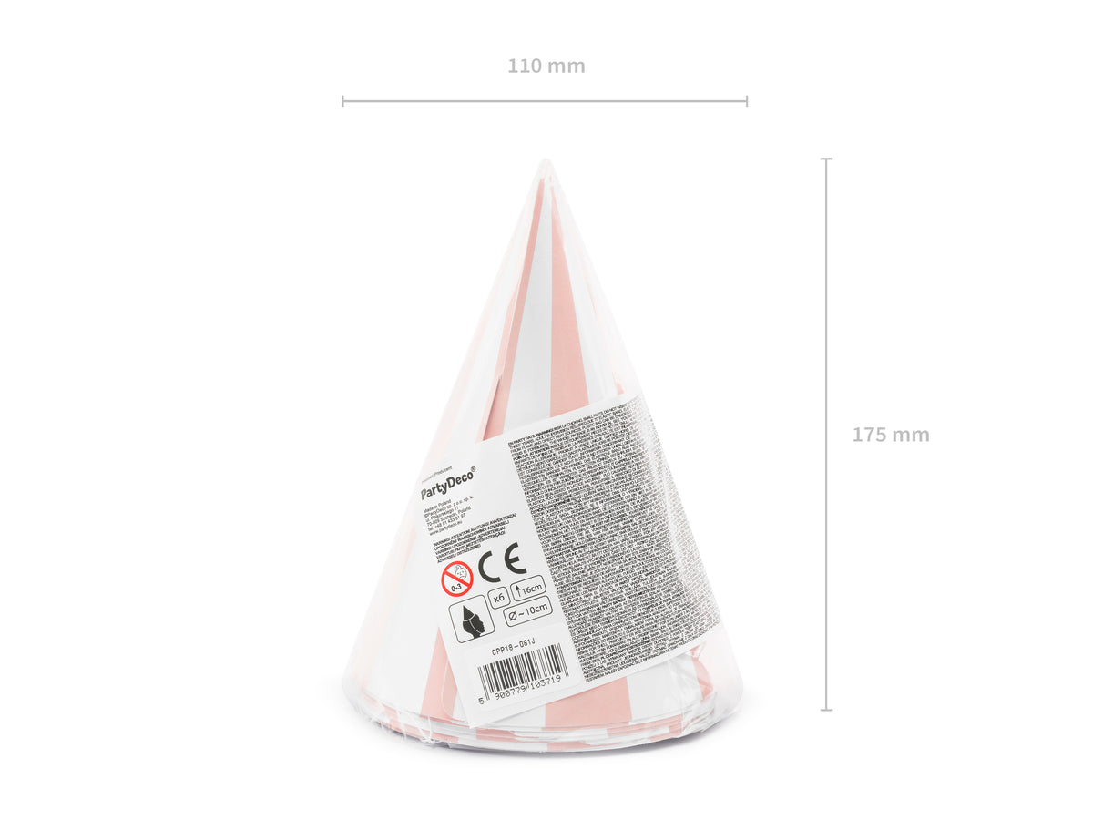 6 chapeaux à rayures en carton - Meow Party