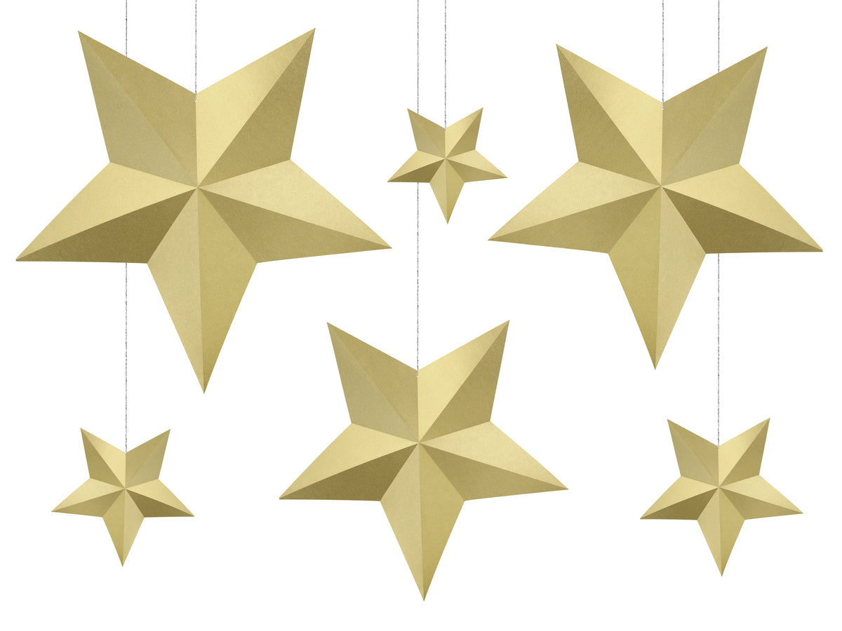 6 étoiles à suspendre variées dorées - Christmas