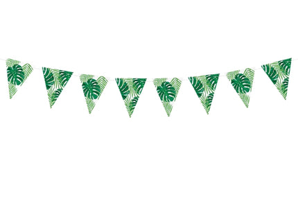Guirlande fanions motifs feuilles vertes en papier - Aloha