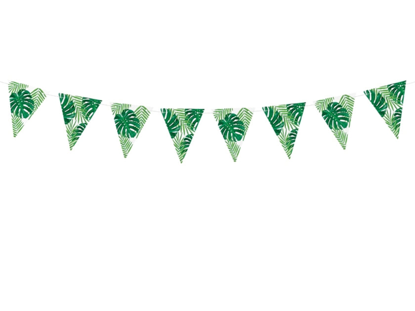 Guirlande fanions motifs feuilles vertes en papier - Aloha