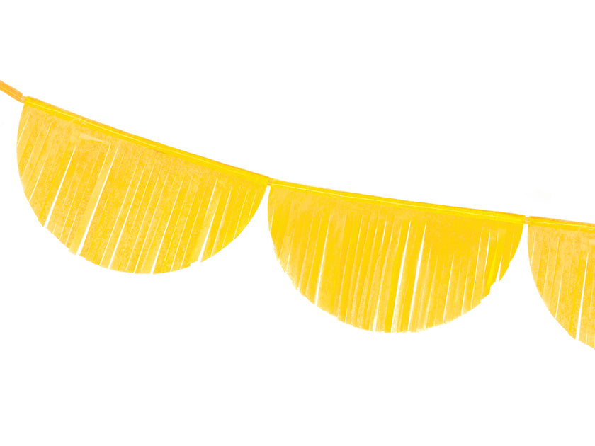 Guirlande demi-cercles jaune à franges