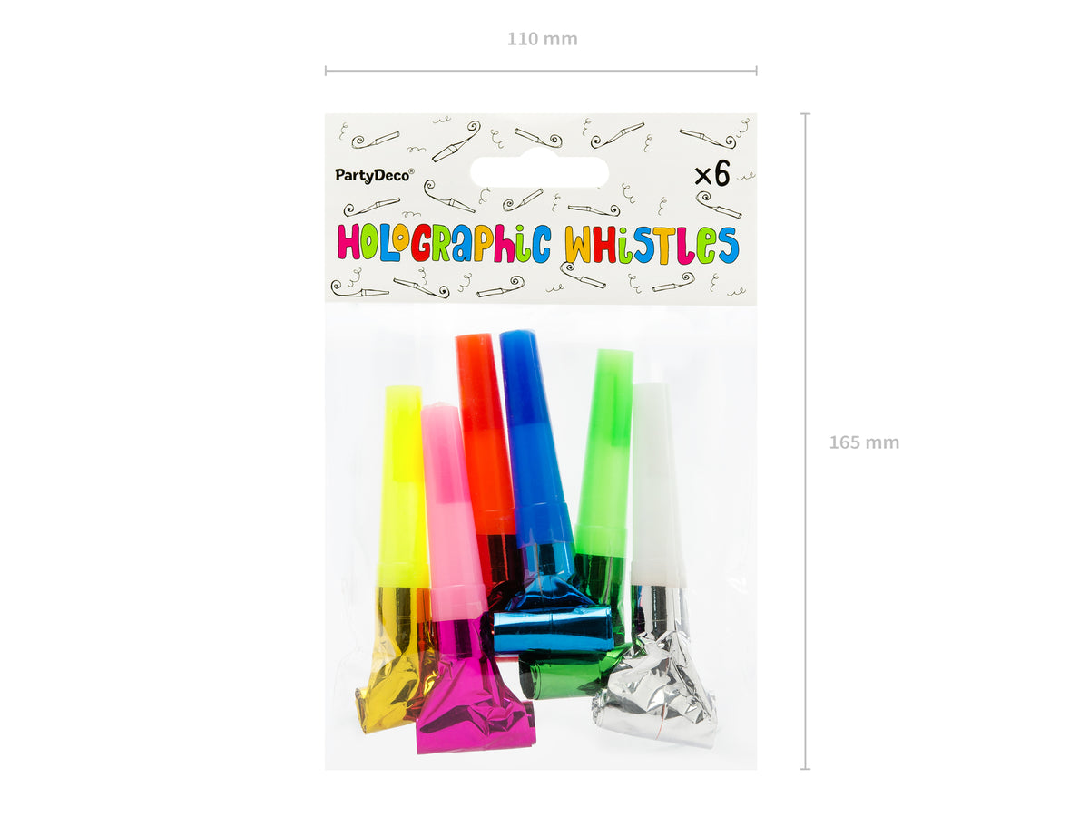 6 sans-gênes holographiques variés - Colorful & holographic birthday