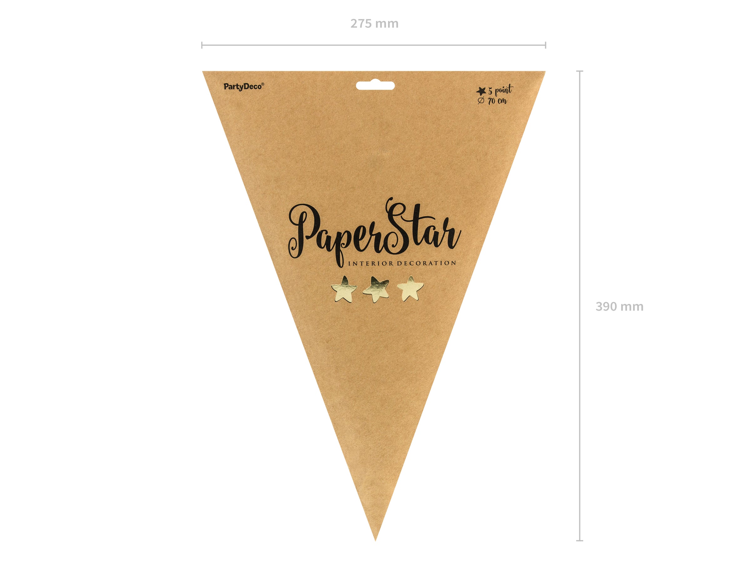 Étoile à suspendre dorée de 70 cm en papier