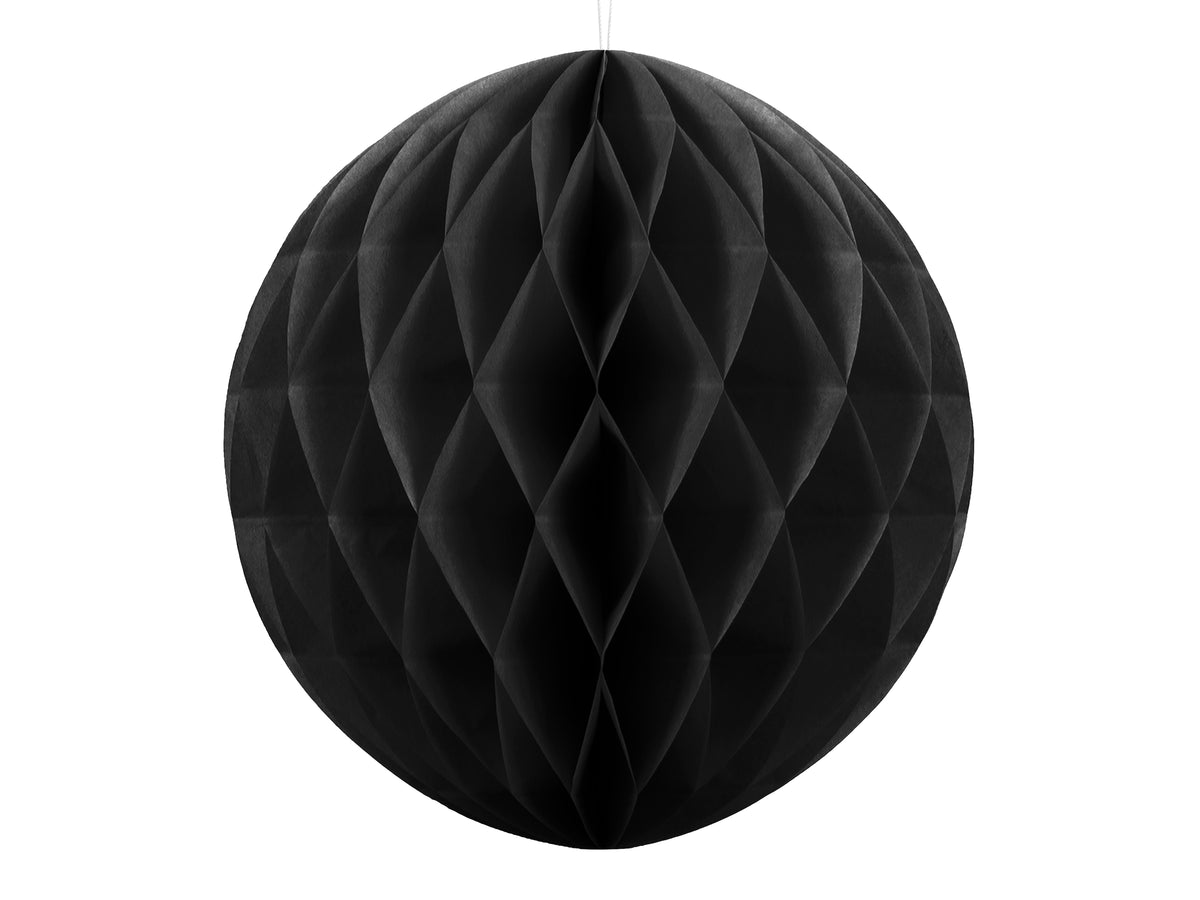 Boule noire de 20 cm en nid d'abeille