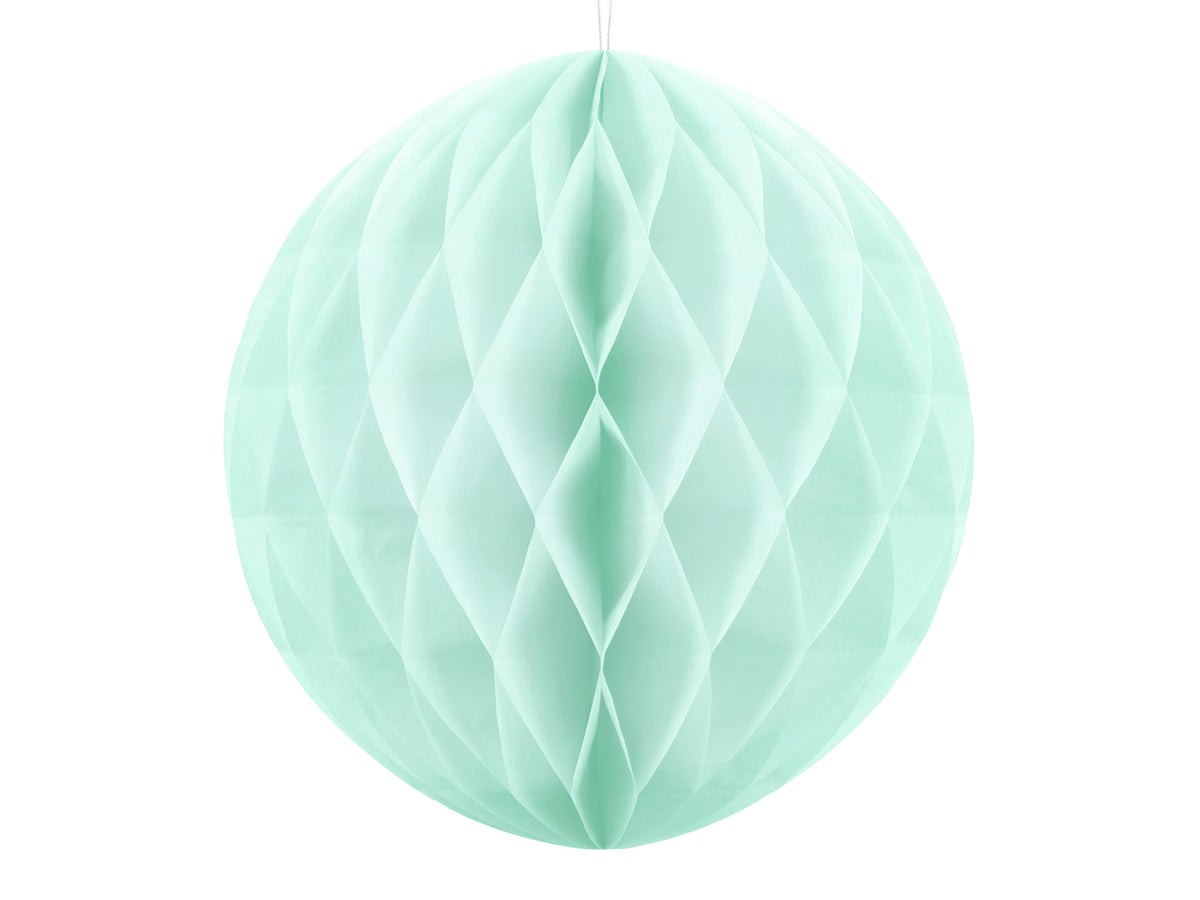 Boule verte menthe pastel de 20 cm en nid d'abeille