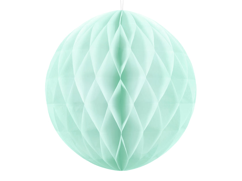 Boule verte menthe pastel de 40 cm en nid d'abeille