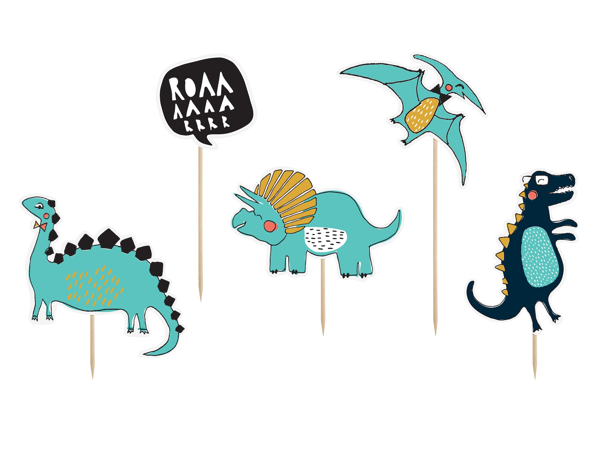 5 figurines décoratives de dinosaures - Dinosaur Party